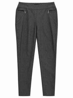 SOHO APPAREL LTD Slim Ankle Skinny Pants Black White Micro Print Zip Pockets